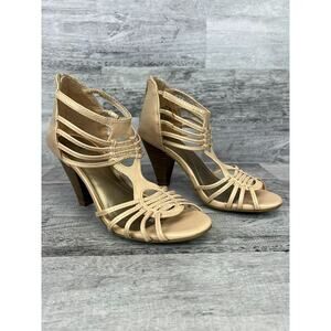 Apt 9 Womens Beige Strappy Open Toe Heeled Sandals Size 7M